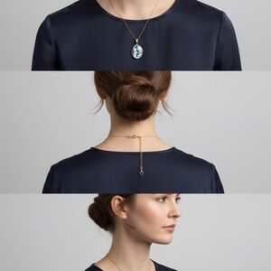 Zales Gold and Blue Pendant Necklace